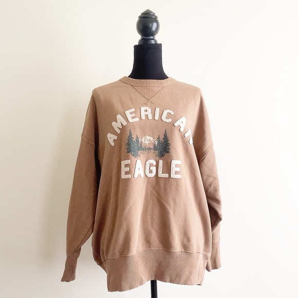 American Eagle Outfitters Tops - American Eagle Camp Sweatshirt – Size Medium – Light Brown